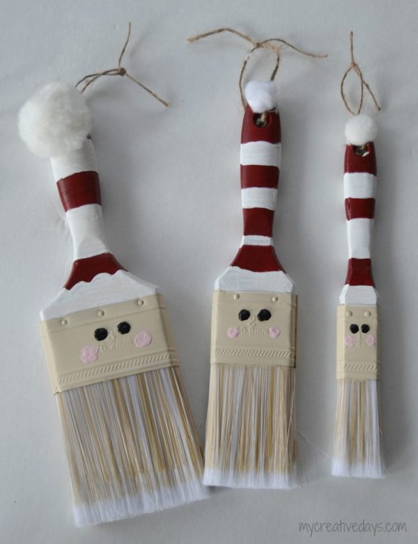 Paint Brush Santas :: Homemade Christmas Ornament - My Creative Days