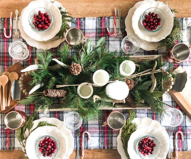 Easy Christmas Tablescape With Thrift Store Finds - My Creative Days