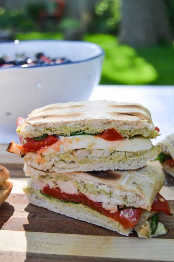 Easy Camping Dinners: Red Pepper, Pesto & Chicken Grilled Cheese