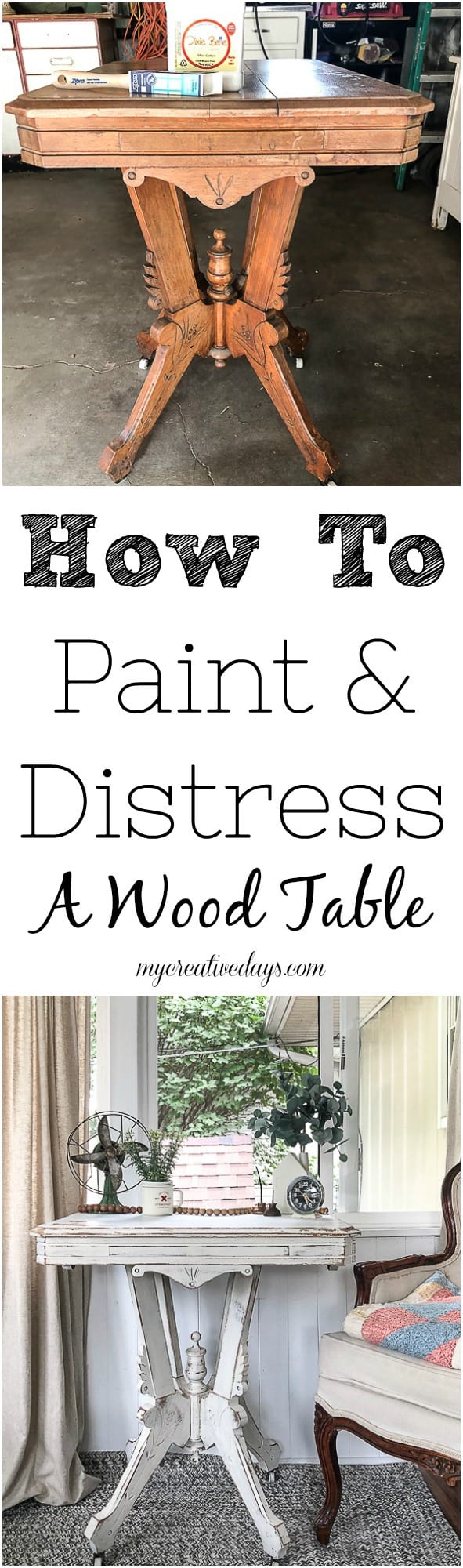 How To Paint And Distress A Wood Table - My Creative Days