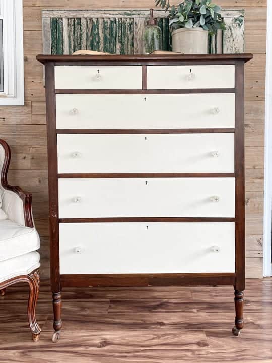 Two tone white and wood deals dresser