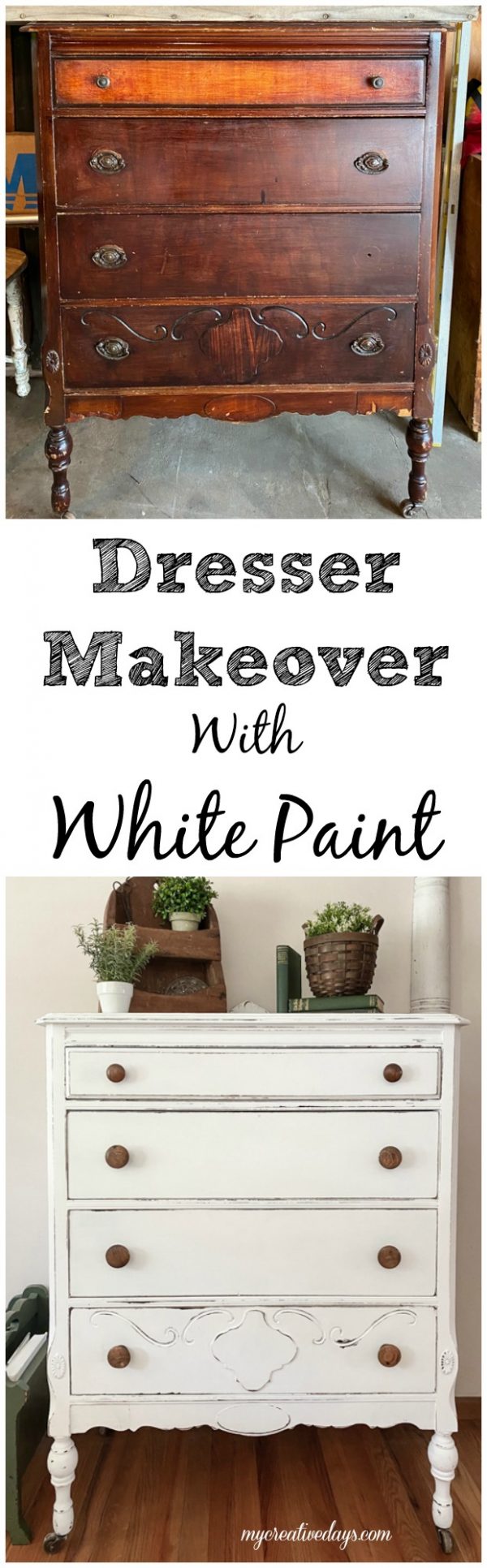 Dresser Makeover With White Paint & BOSS - My Creative Days