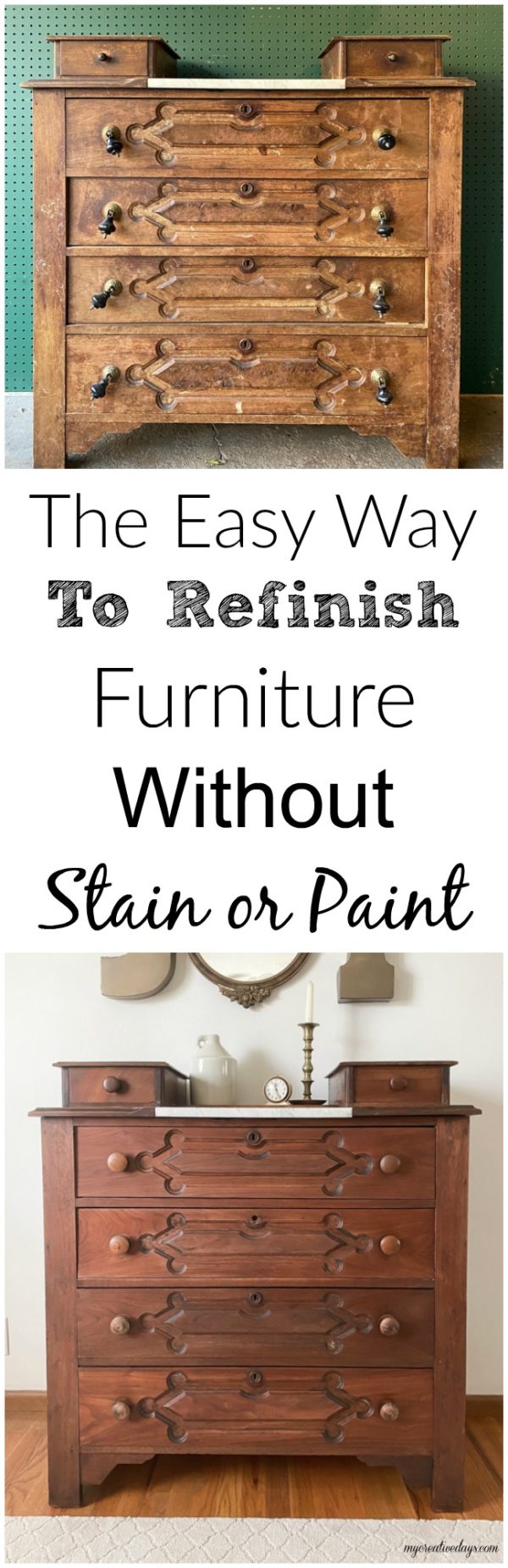 Easy Way To Refinish Furniture Without Stain Or Paint My Creative Days   Easy Way To Refinish Furniture Without Paint 1 600x1852 