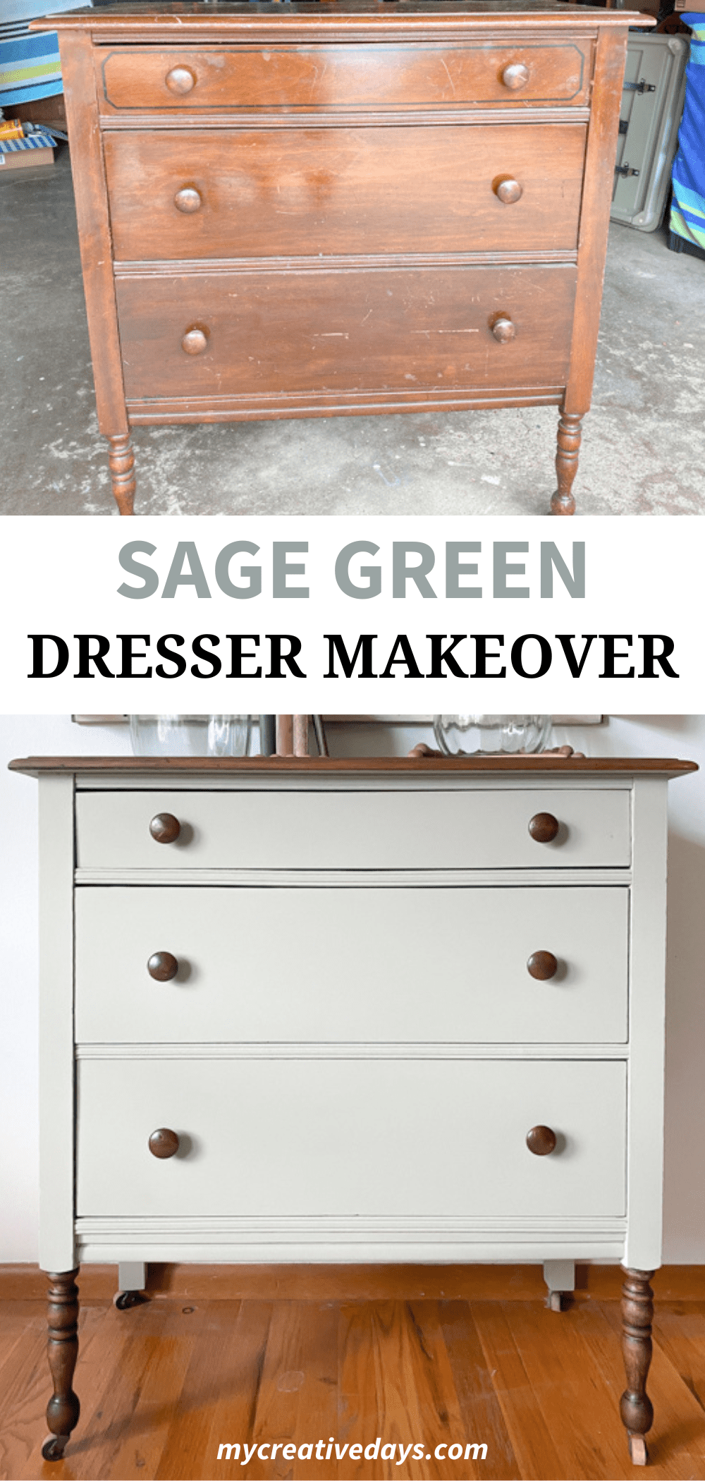 Sage Green Dresser Makeover - My Creative Days