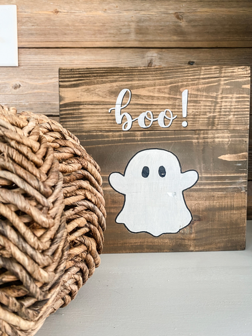 Create a DIY Halloween Ghost Sign with this easy tutorial! Perfect for Halloween decor, customize it to fit your style. Fun, simple, and budget-friendly!