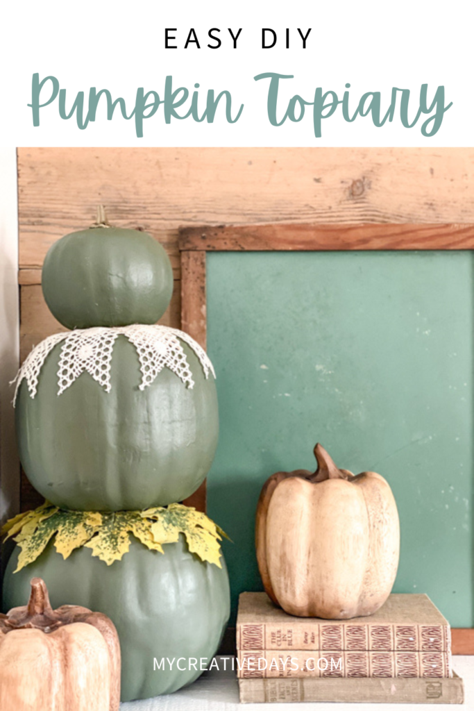 Learn how to make a DIY Pumpkin Topiary with paper mache and foam pumpkins, paint, and hot glue. This easy tutorial will add a festive touch to your fall decor!