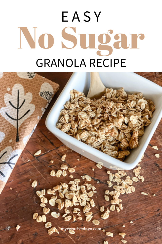 Try this easy No-Sugar Granola Recipe made with simple ingredients you have on hand. A tasty, healthy, and low-sugar breakfast or snack option!