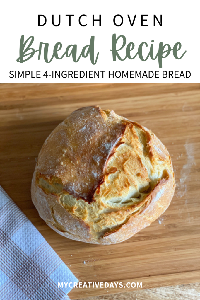 Learn how to make this Dutch Oven Bread Recipe with just 4 ingredients! A simple, delicious bread baked to perfection with a crispy crust and soft interior.