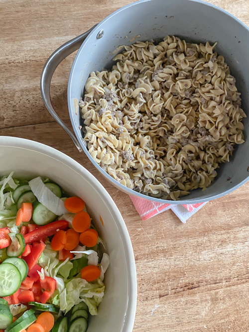 Make this creamy ground beef Stroganoff - only 5 ingredients! A quick, hearty, and healthier dinner with Greek yogurt for a rich, creamy sauce—ready in minutes!