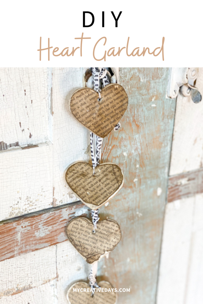 Create a charming DIY Heart Garland using air dry clay, book pages, and stain. This easy craft adds a vintage touch to your home decor for any season.